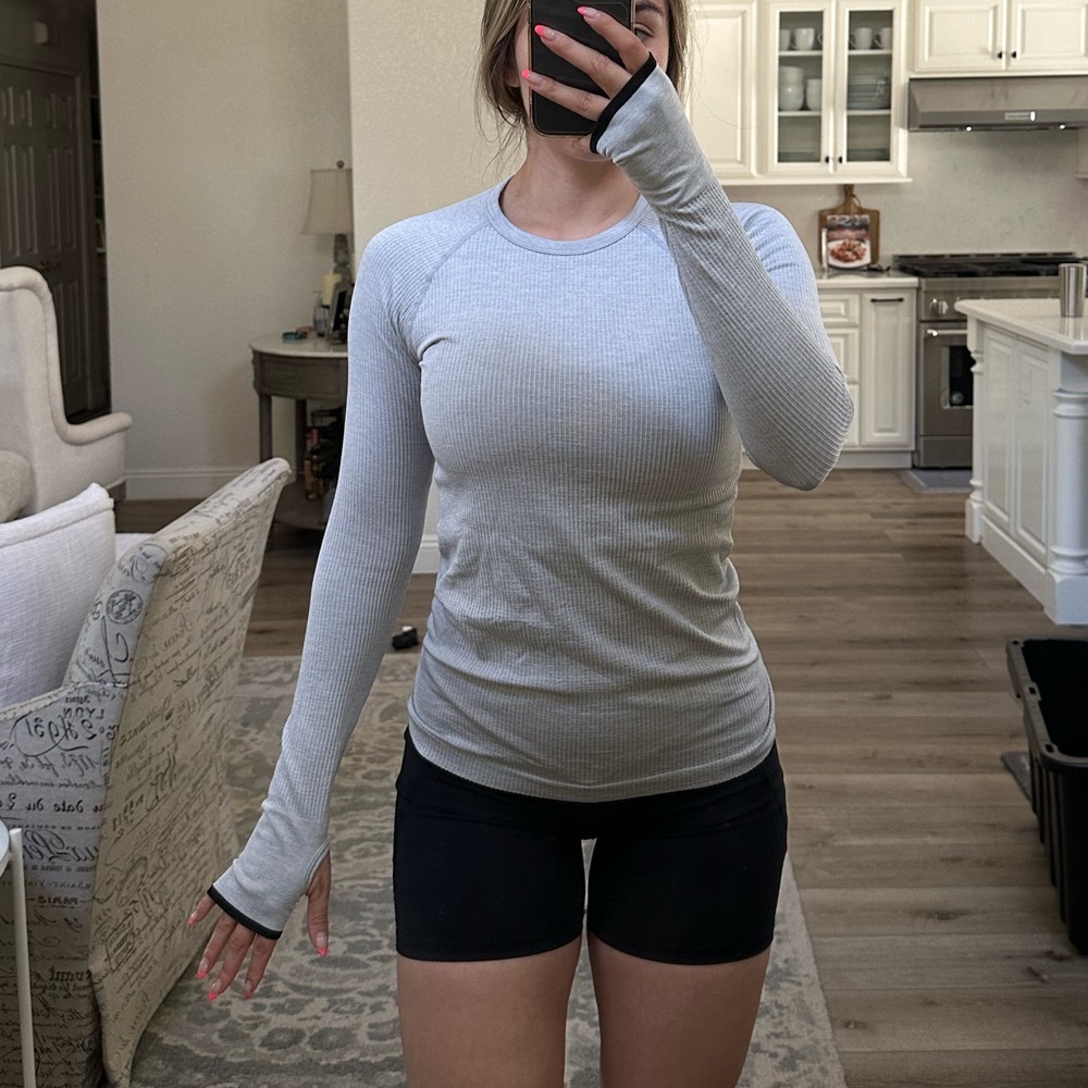 Forever 21 Grey ribbed long sleeve